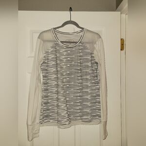 Oiselle Black and White Striped Long Sleeve Tee - Size 12